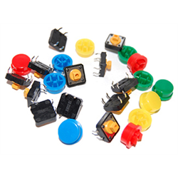 OSEPP Tactile Push Button with Cap - Assorted Colours, Pkg/12