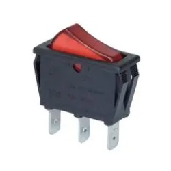Rocker Switch - Illuminated - SPST, ON-OFF, Red LED, 20A
