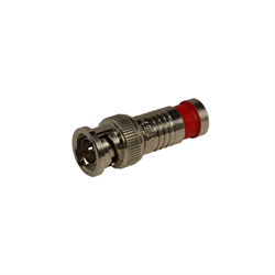Compression BNC RG59 connector.  Nickel plate. Red