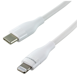 USB 3.1 Type C Male to Lightning Cable, White, 3ft