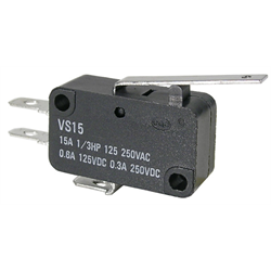 MICROSWITCH 15A/125/250VA - Hinge Lever - Short