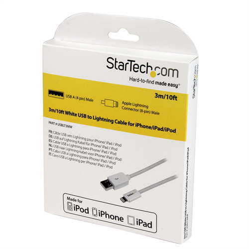 StarTech.com USBLT3MW 3m (10ft) Long White Apple® 8-pin Lightning