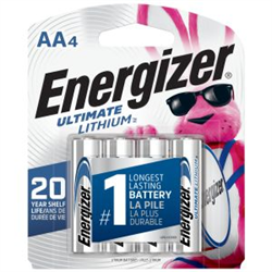 Battery - Energizer Lithium AA, -40C to 60C Temperature Range, Pack of 4