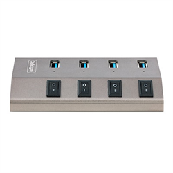 USB-C Hub, 4-Port Self-Powered with Individual On/Off Switches