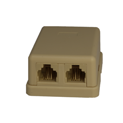 DOUBLE OUTLET SURFACE MOUNT JACK 6P/4C - Ivory^