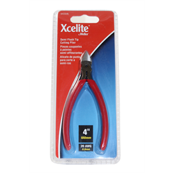 Pliers, Xcelite®Semi-Flush Tip Cutting, 4", Blue cushion grip, tapered jaw^