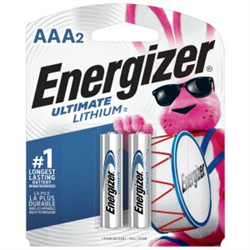 Battery - Energizer Lithium AAA, -40C to 60C Temperature Range, Pack of 2