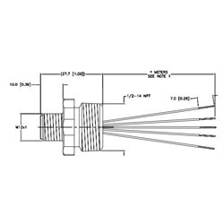 TURCK - ID# U0912-35 - Panel Male Receptacle M12 5 Wire 0.5M leads 1/2-14NPT