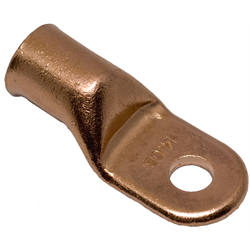 Lug, Tubular Ring, Non-Plated Copper, 4 AWG, 3/8" (100pc/pkg)
