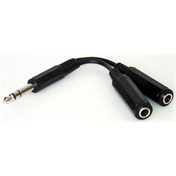 Y-Adapter  - 1/4" Stereo Plug - Two, 1/4" Stereo Jacks