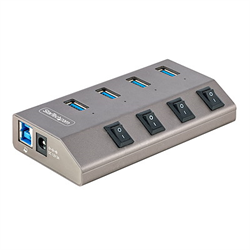 USB-C Hub, 4-Port Self-Powered with Individual On/Off Switches